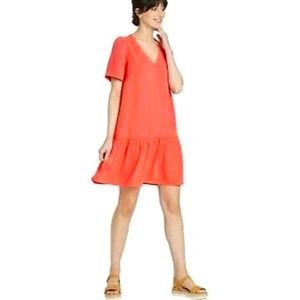 Short Sleeve Mini Ruffle Hem Dress
